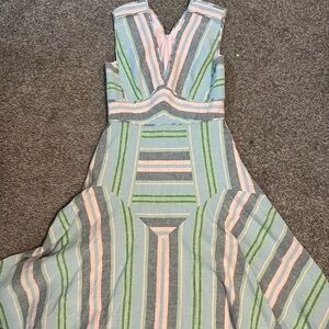 Hunter Bell NYC Jordan Midi Linen Blend Pastel Stripe 8